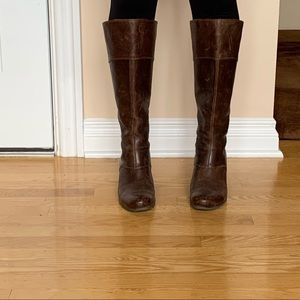Dark brown knee high back zip BOC boots